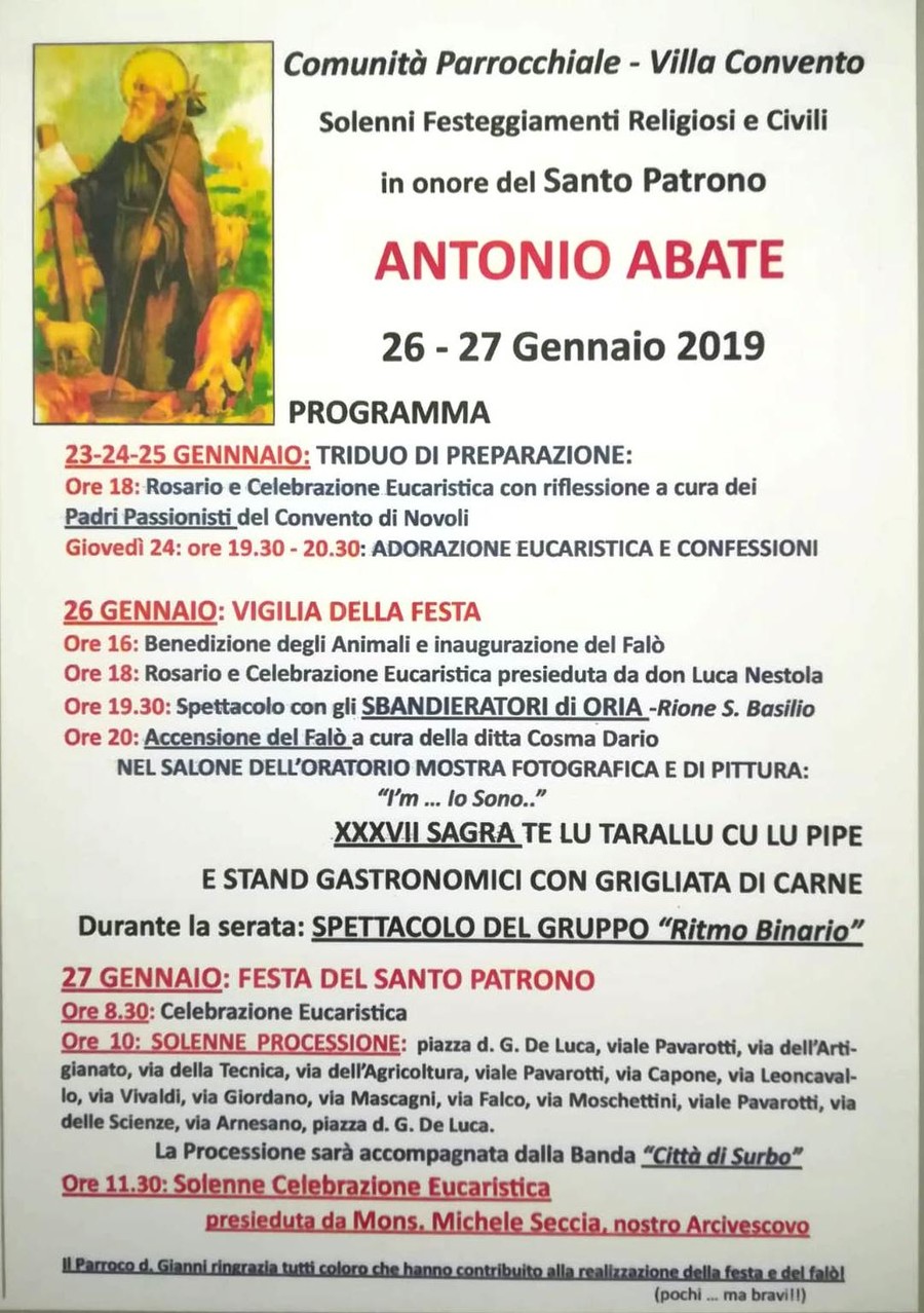 Villa Convento S.Antonio Abate Programma 2019